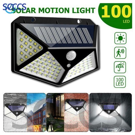 Đèn siêu sáng 100 bóng led bóng sử dụng năng lượng mặt trời cảm biến chuyển động pir 3 chế độ