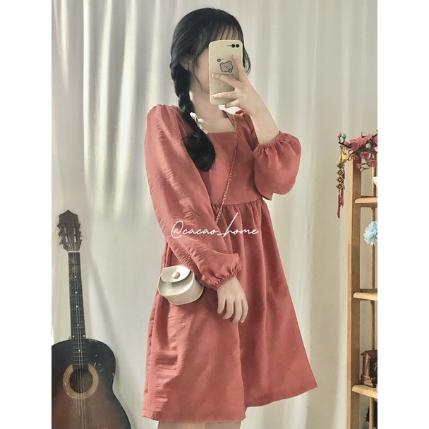 ĐẦM BABYDOLL tay dài công chúa cực xinh vải xếp nhún lạ mắt tặng kèm cột tóc và quần đùi cùng màu