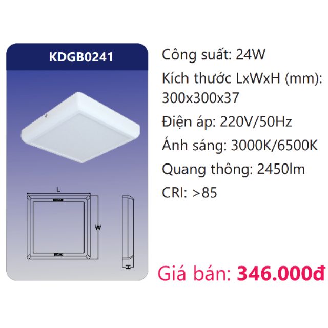 Bóng đèn Led Panel nổi viền tròn 24W Duhal KDGB0241