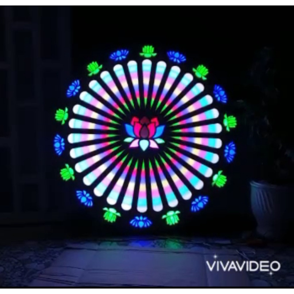 (Siêu Phẩm Mỹ Miều) Hào Quang Phật LED RGB 7 màu 6 tấc (60cm)