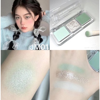 Leemember bảng phấn mắt 3 màu xanh matcha bảng màu mắt