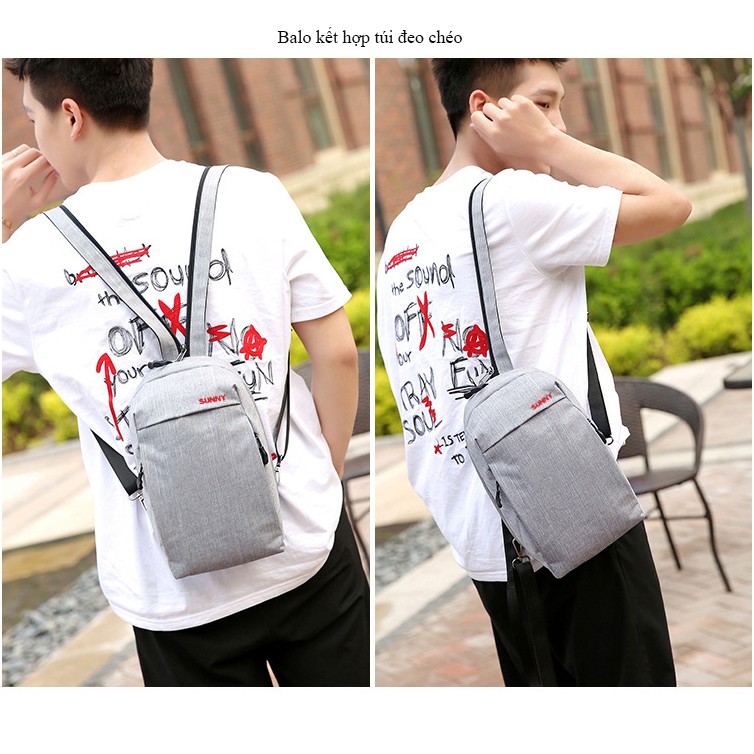 Túi đeo chéo nam, nữ, đeo được như balo chất liệu vải canvas chống nước, phong cách thể thao T548 | BigBuy360 - bigbuy360.vn
