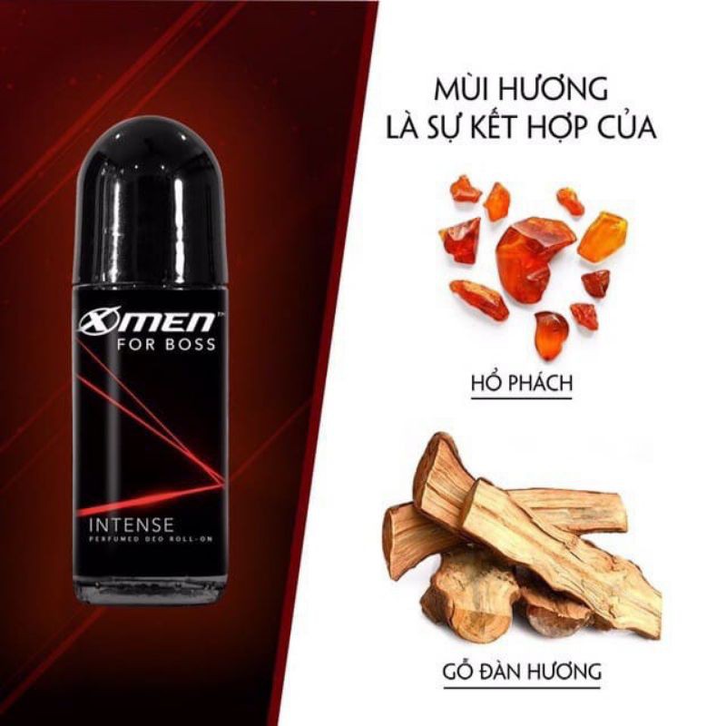 Lăn Khử Mùi Xmen - For Boss Intense 50ml(Hương trầm nội lực)