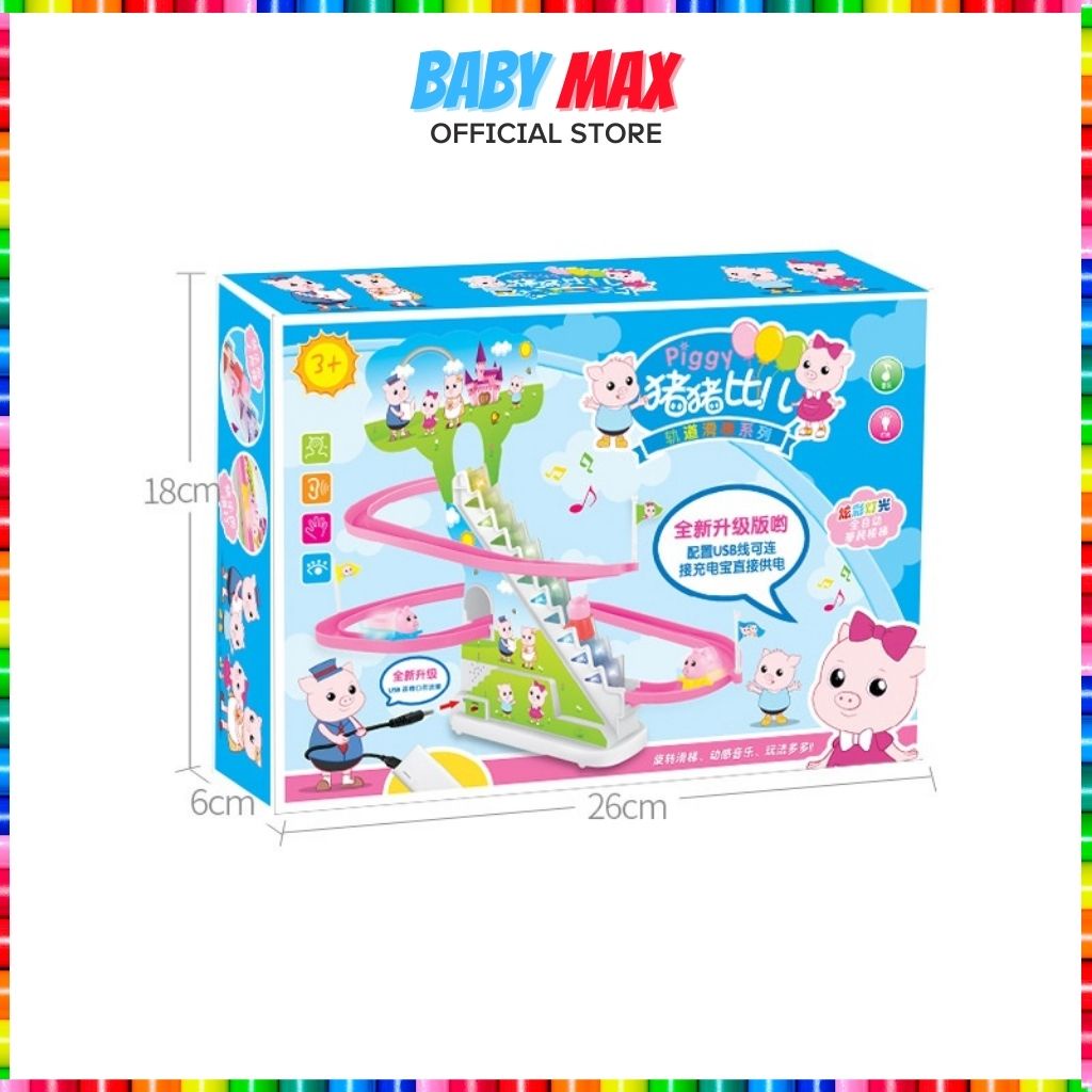 Đồ Chơi Trẻ Em Heo Con Leo Cầu Thang (Bộ Nhiều Heo) Ngộ Nghĩnh Có Âm Nhạc Và Đèn BABY MAX