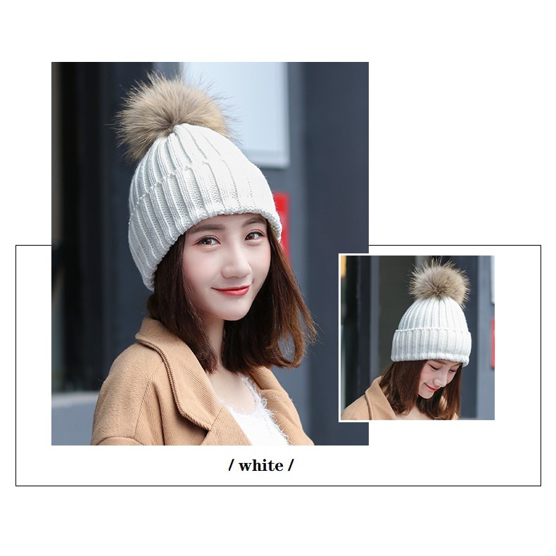 Lk LK❈Mũ Len Beanie Nữ Đính Quả Bông