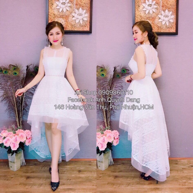 Đầm trắng xoè đuôi tôm