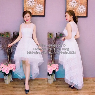 Đầm trắng xoè đuôi tôm