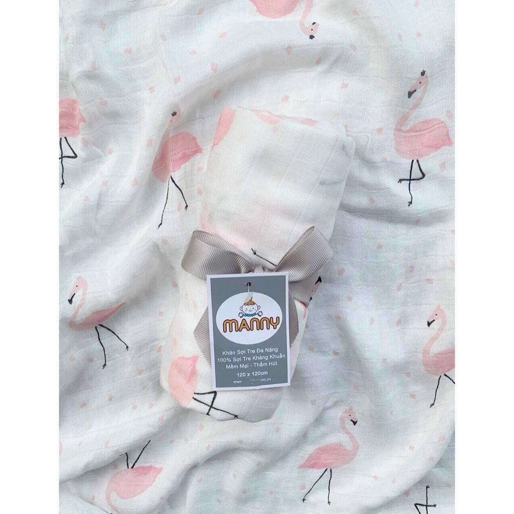 Khăn tắm sợi  tre - khăn đa năng Manny trơn  Sợi Tre 100% siêu mềm mịn cho bé