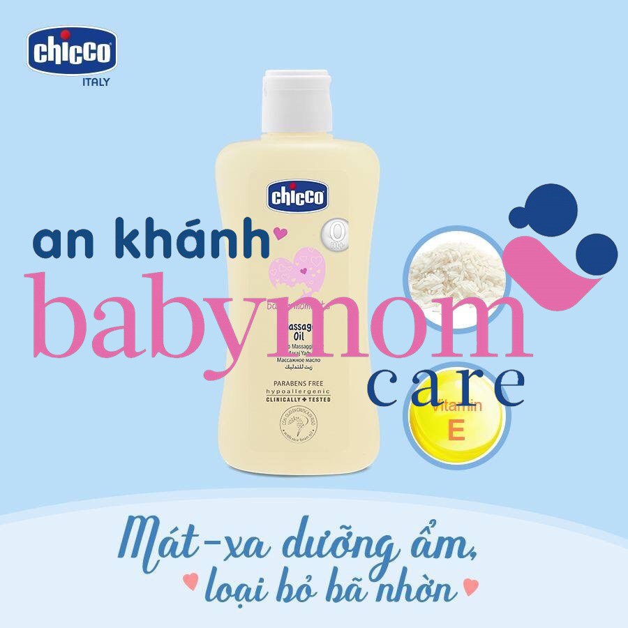 Dầu mát-xa chiết xuất cám gạo 0M+ Chicco 200ml