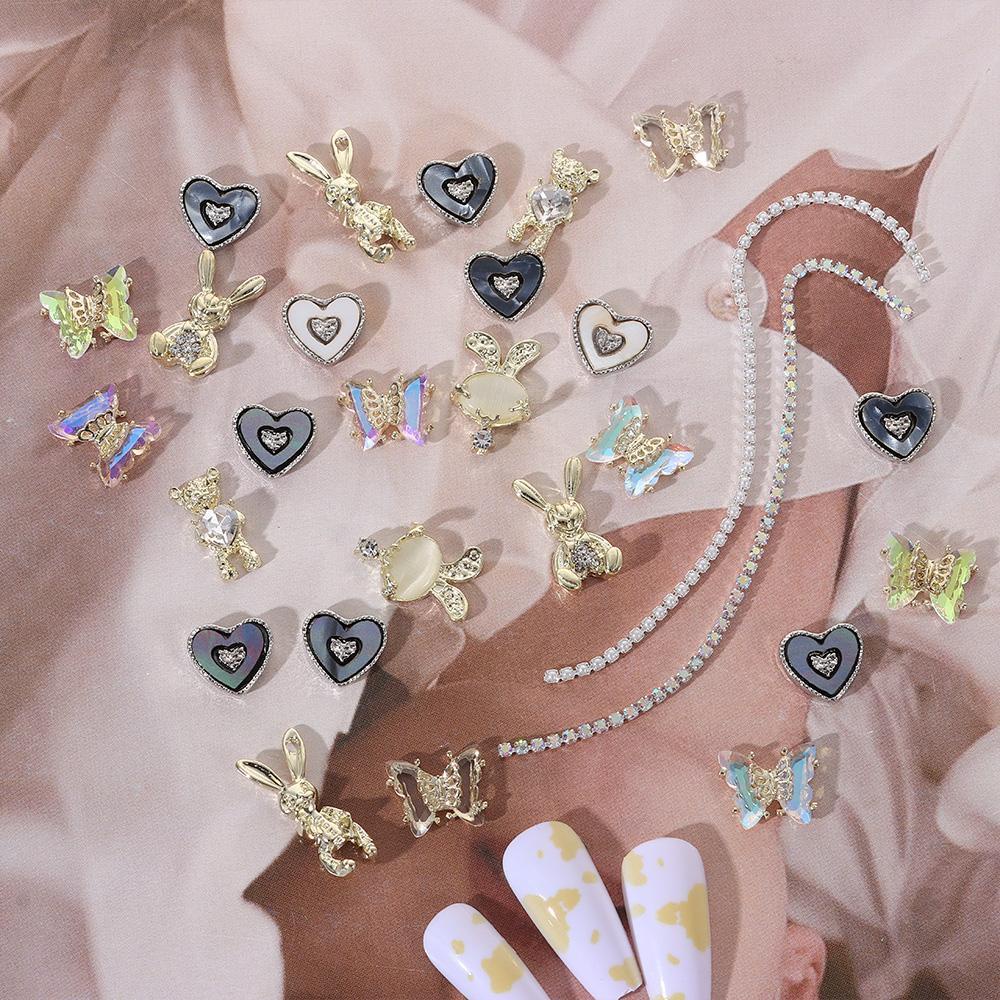 1 Túi Phụ Kiện Trang Trí Móng Tay Hình Nơ Bằng Kim Loại Xinh Xắn