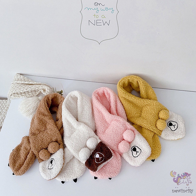 Khăn choàng cổ thiết kế hoạt hình ấm áp phong cách Hàn Quốc thời trang mùa đông xinh xắn dành cho trẻ em