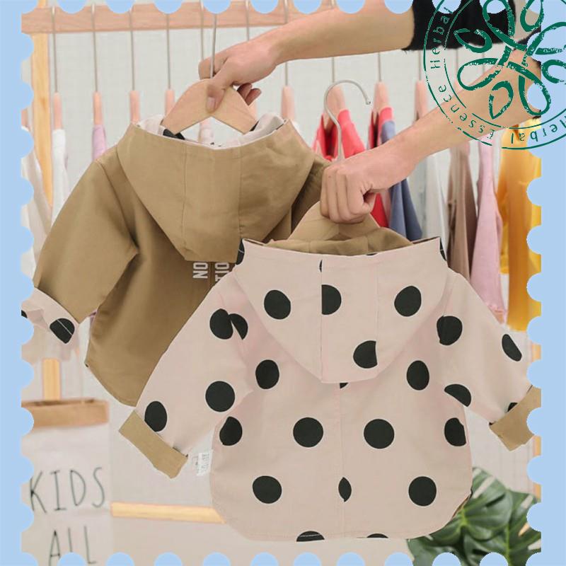 Áo Khoác Cotton In Họa Tiết Chấm Bi Xinh Xắn Cho Bé Gái B'/Xe2/X9D/X800-4 Tuổi