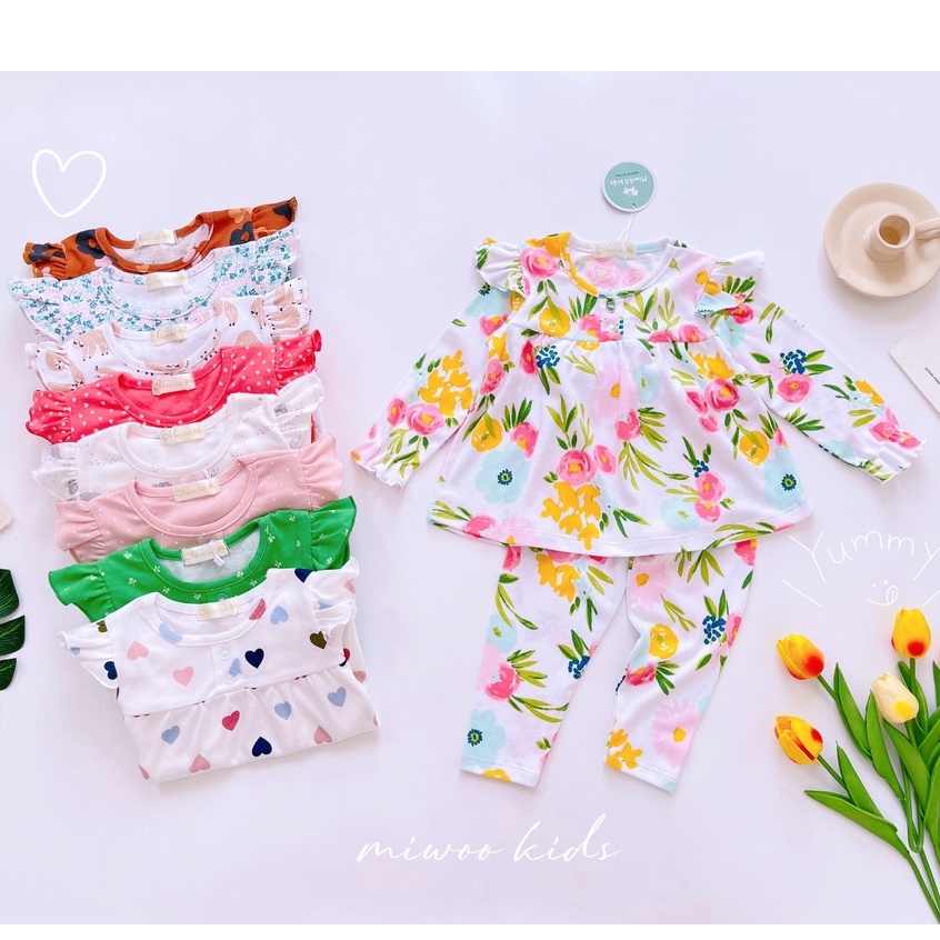 Bộ dài tay cánh tiên quần dài Bozip dáng baby doll siêu mềm mịn mát cho bé gái - HÀNG LOẠI 1 Bảng 2