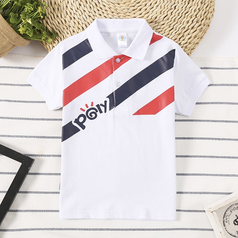 Áo thun polo cotton nguyên chất đơn giản cho bé trai