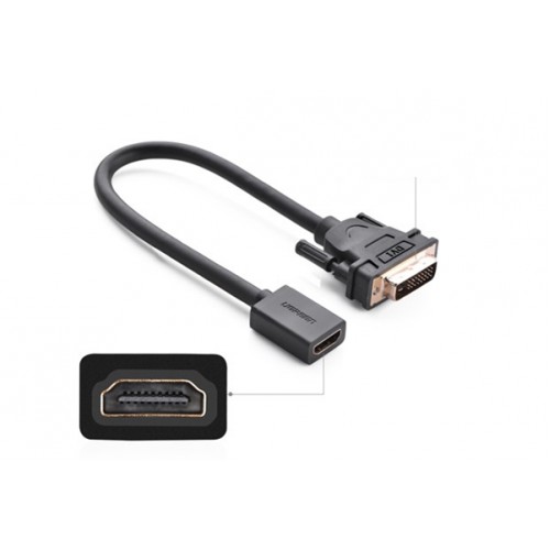 Cáp Chuyển DIV 24+1 Sang HDMI âm UGREEN 20118 - DVI To HDMI - Hàng Chính Hãng - 20118