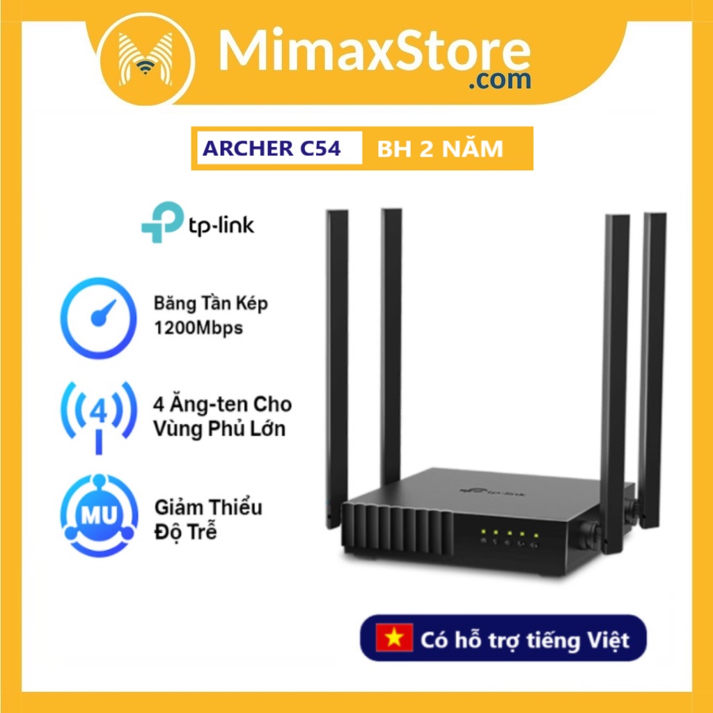 [Hỏa Tốc - HCM] Bộ Phát Wifi TP-Link Băng Tần Kép AC1200 Archer C54 | Hàng Chính Hãng | Bảo Hành 24 Tháng | Mimaxstore