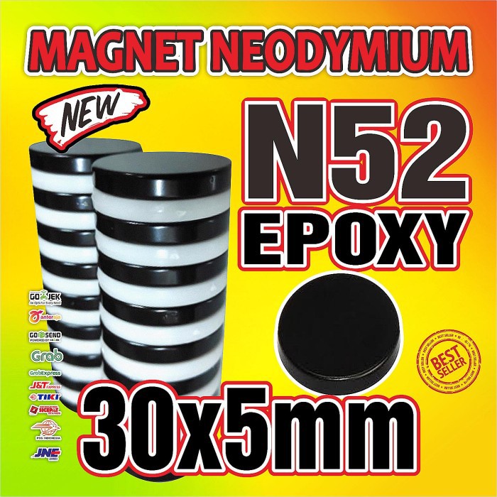 Nam Châm Hình Tròn 30x5mm N52 Màu Đen Bằng Epoxy