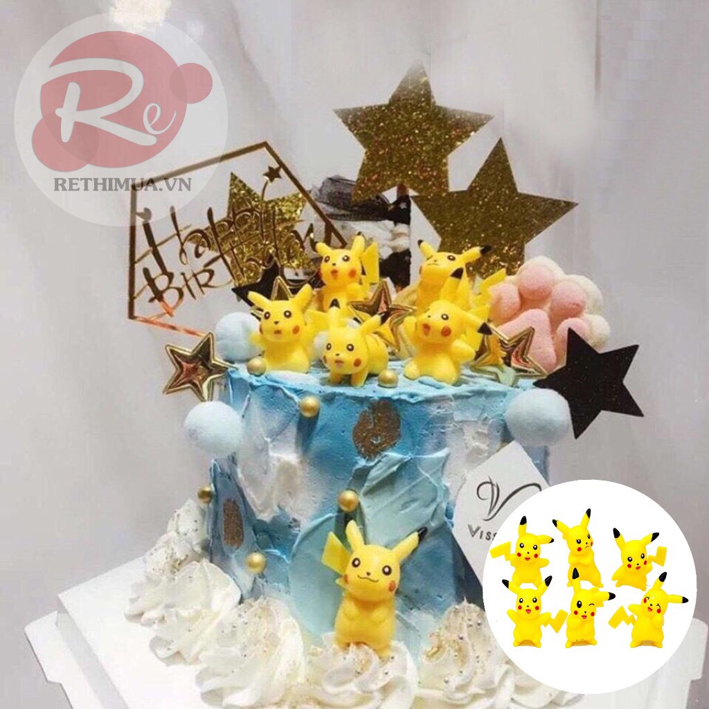[SIÊU RẺ❤️] – Bộ 6 Pikachu - Trang trí bánh sinh nhật bánh kem