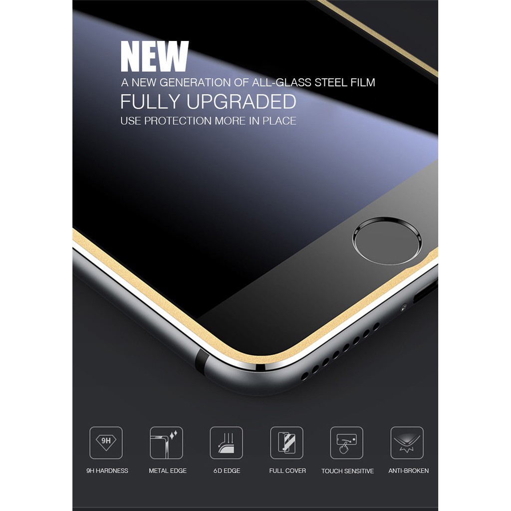 Kính cường lực 3d cạnh nhôm bảo vệ toàn màn hình thích hợp cho iphone 6 6s 7 8 plus X XR XS MAX 11 PRO