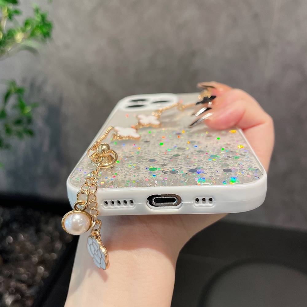 Four Leaf Clover Soft Phone Case For iPhone 11 11 Pro 11 Pro Max iPhone 12 12 Pro 12 Pro Max iPhone 13 13 Pro 13 Pro Max 13 Mini Gradient Bling Glitter Star Cover