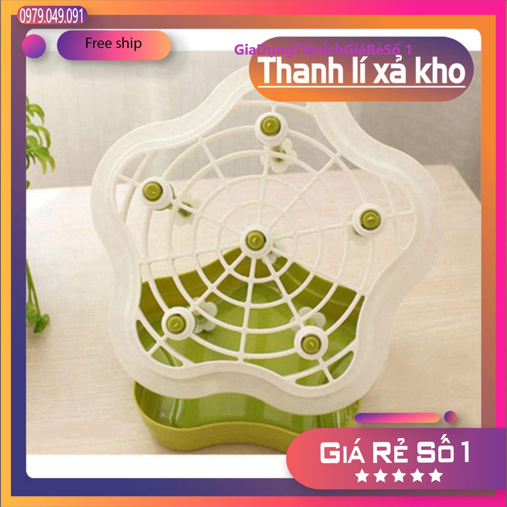 Khay hoa úp cốc chén 2 lớp Việt Nhật có 6 nhánh móc ly tiện dụng.