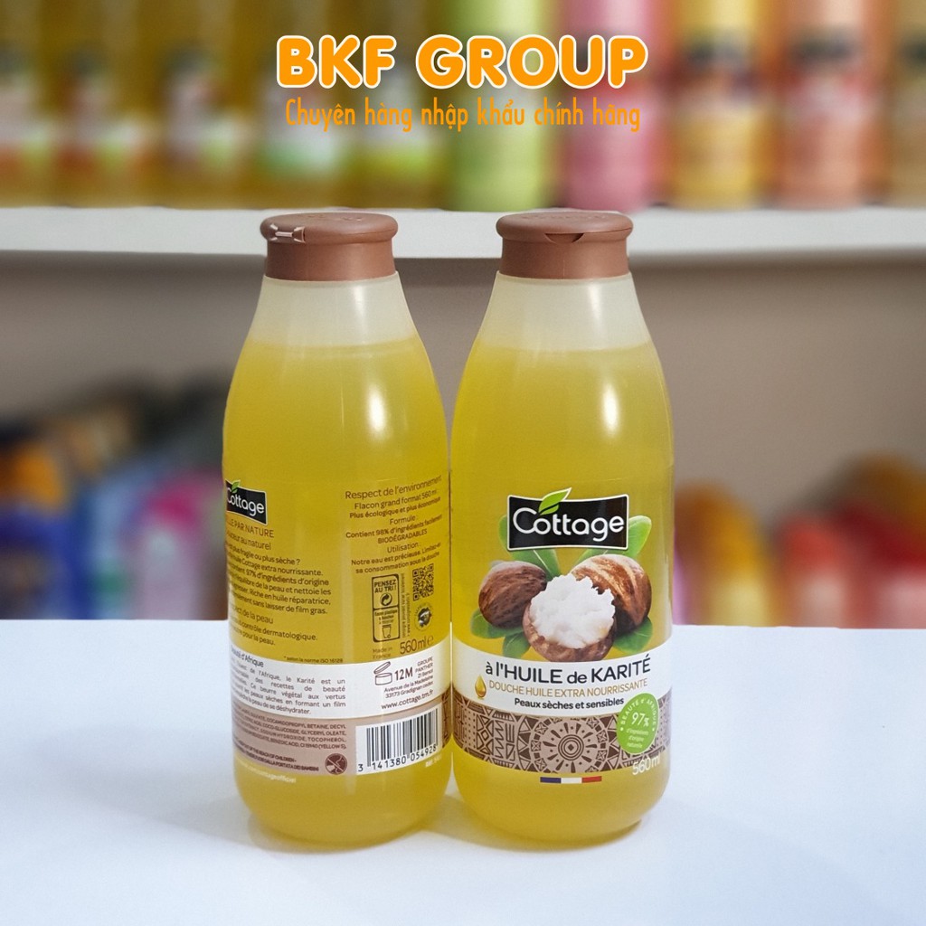 COTTAGE Karite - Sữa tắm dưỡng da 560ml Nhập Pháp