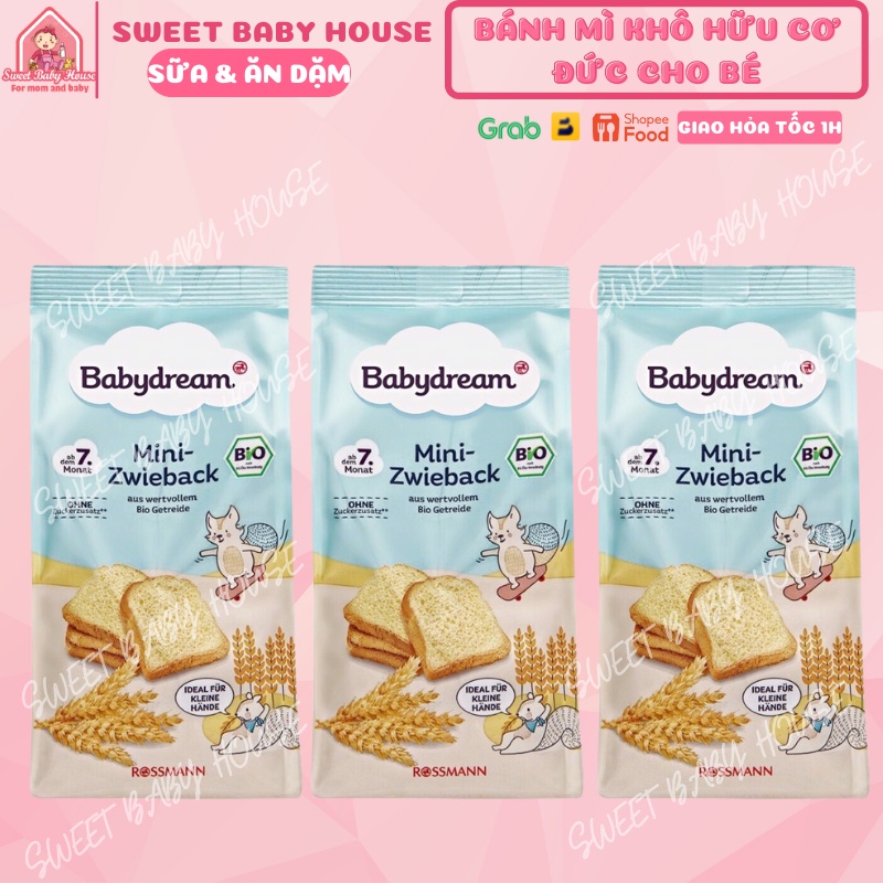 Bánh mì khô hữu cơ Babydream cho bé ăn dặm từ 7 tháng. Date 5/2024 - Sweet Baby House