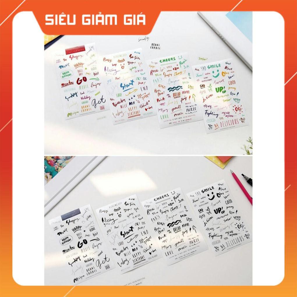 [Freeship] Set 8 calligraphy sticker [Xả kho]