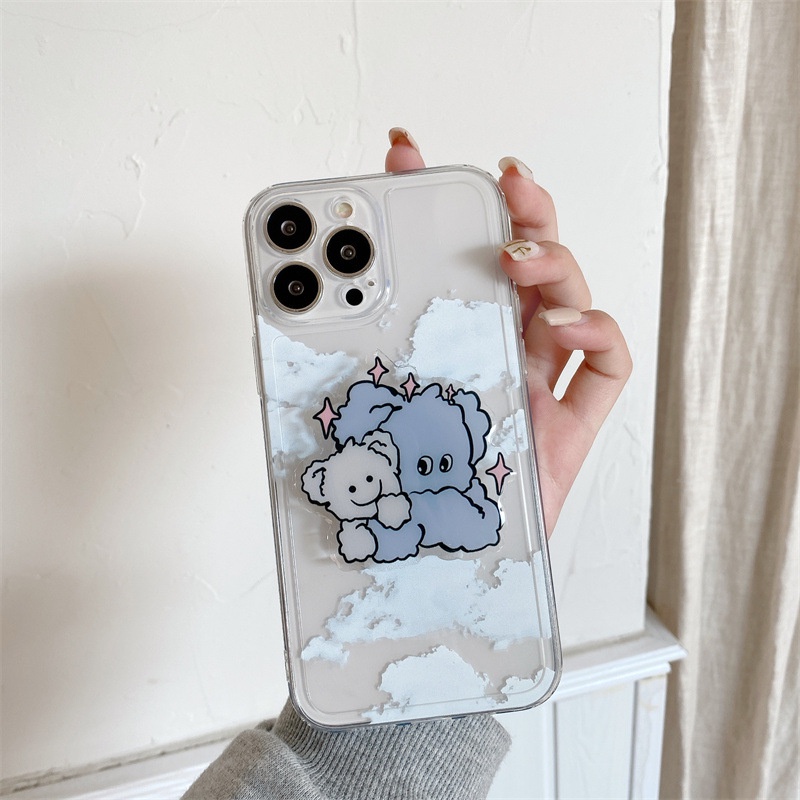 Ốp Điện Thoại Hình Chú Voi Trắng Có Giá Đỡ Cho Iphone 7 8 PLUS X XR XS 11 12 13 PRO MAX SE 2020