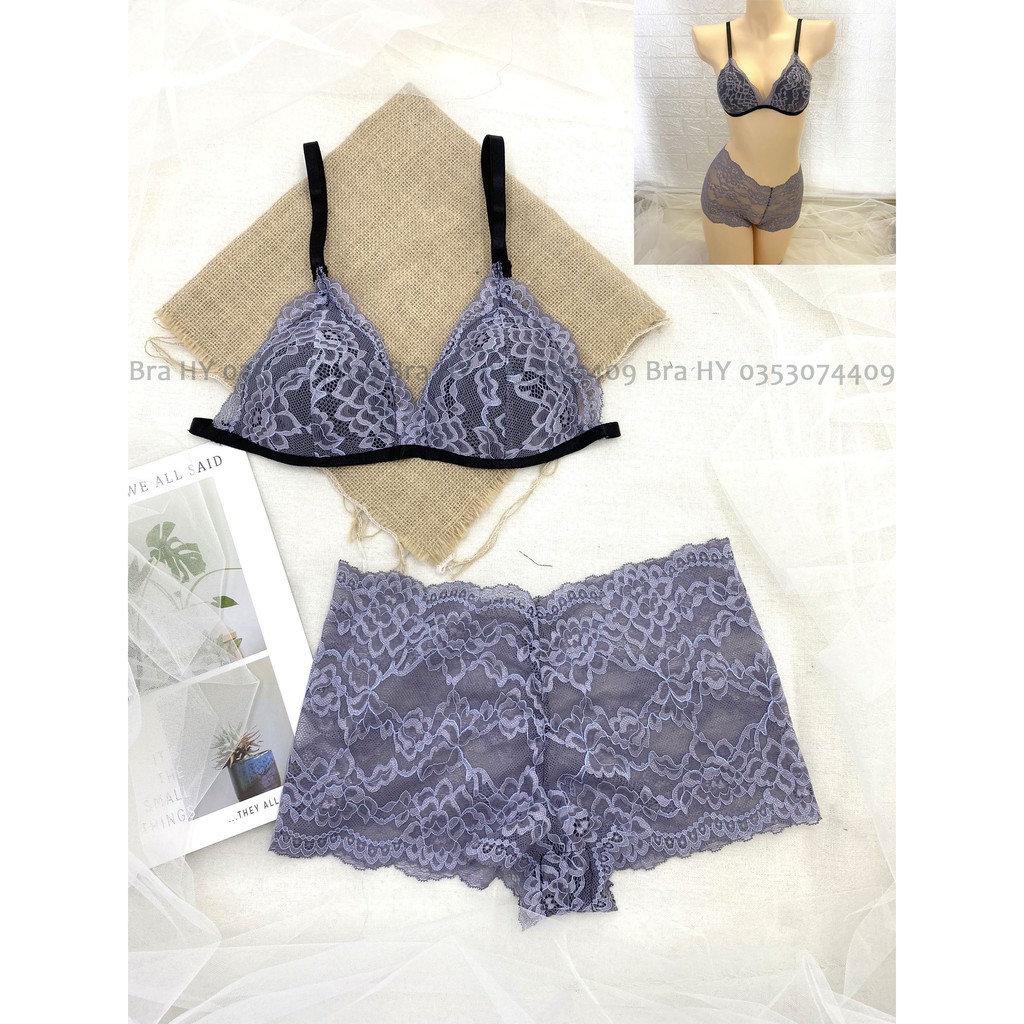 Đồ lót nữ dạng đùi màu xám nguyên set gồm áo + quần BRAHY 065
