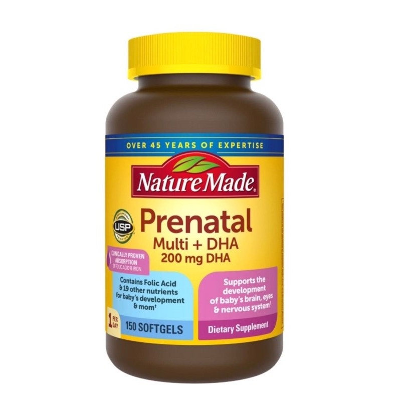 Vitamin tổng hợp cho mẹ bầu Nature Made Prenatal Multi + DHA 200mg DHA