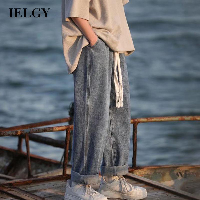Quần jean ielgy ống rộng phong cách retro thời trang cho nam