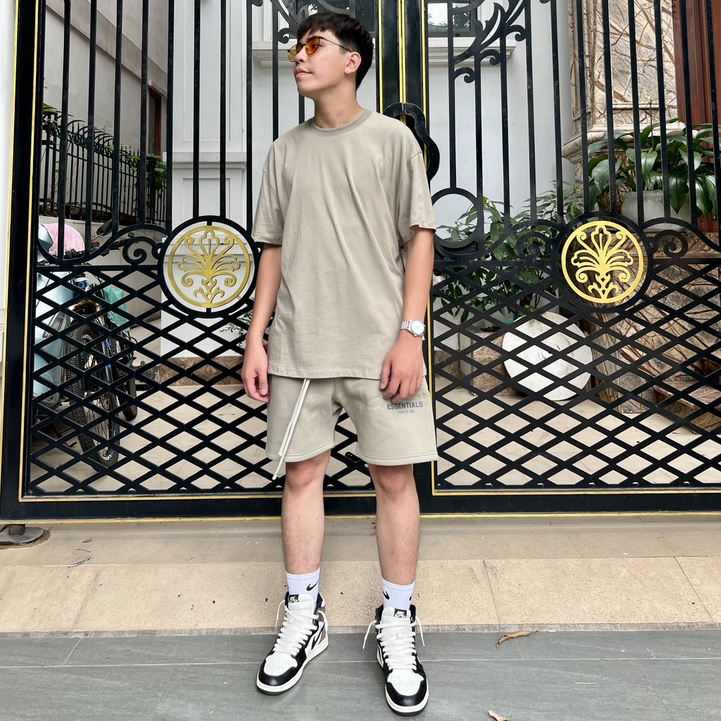 Set đồ Fear Of God FOG Essentials SS21 Pistachio bản cao cấp, Bộ đồ mùa hè FOG Essentials form rộng