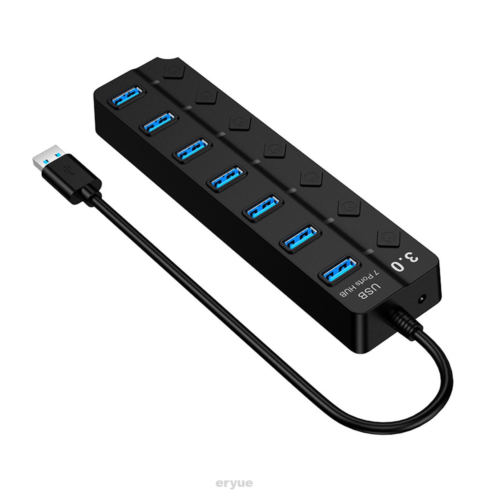 Portable Computer Accessories Expansion Home Office 7 Port With Individual Switch 5Gbps High Speed USB Hub 3.0 Splitter