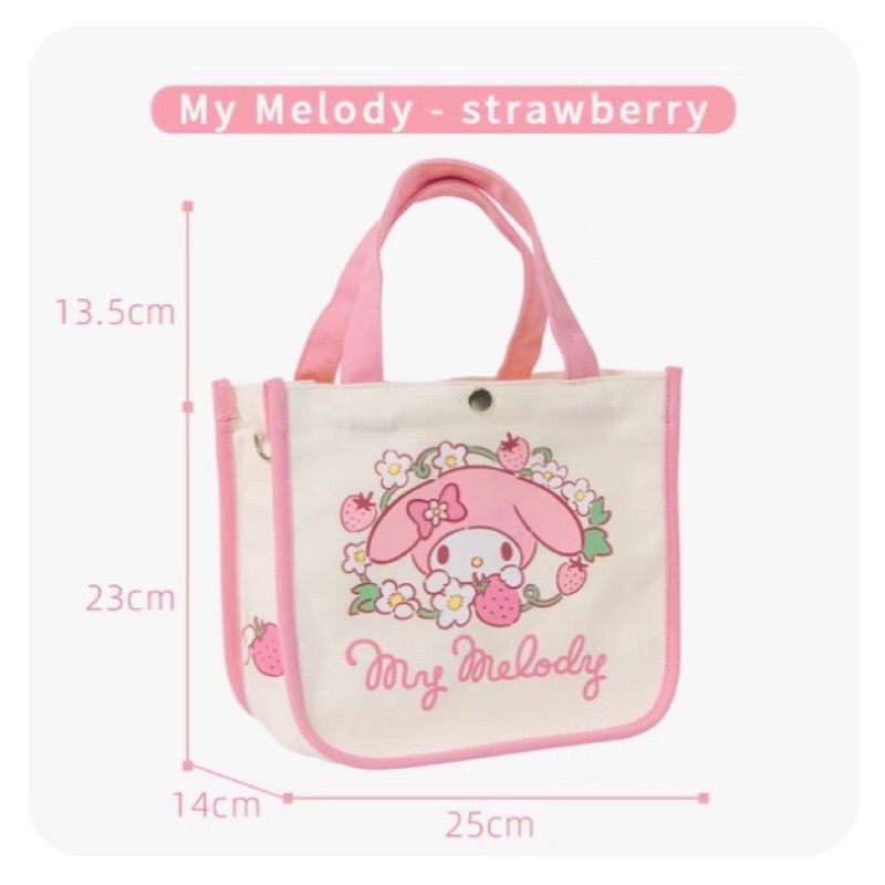 SANRIO Túi Vải Canvas Vuông In Hình Cinnamoroll My Melody Dễ Thương