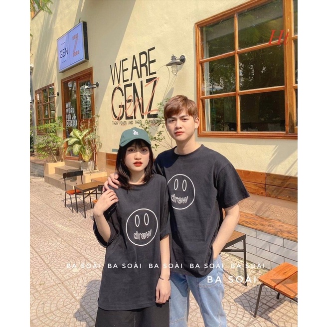 áo đôi nam nữ mặt cười drew mắt rỗng tay lỡ unisex (giá 1 chiếc)
