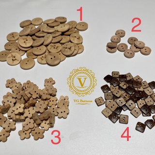 Cúc gỗ, nút gỗ handmade, 2 lỗ, cúc vỏ dừa, nút vỏ dừa
