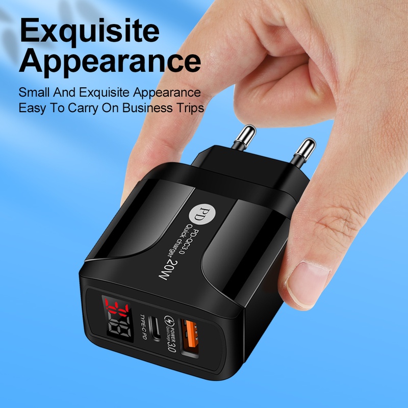 Củ Sạc Nhanh 20W 2 Cổng EU US UK PD Chuyên Dụng Cho iPhone Và Android