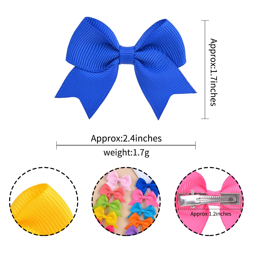 Set 10 kẹp tóc nơ ruy băng KIDSBOWS màu trơn dễ thương cho bé gái