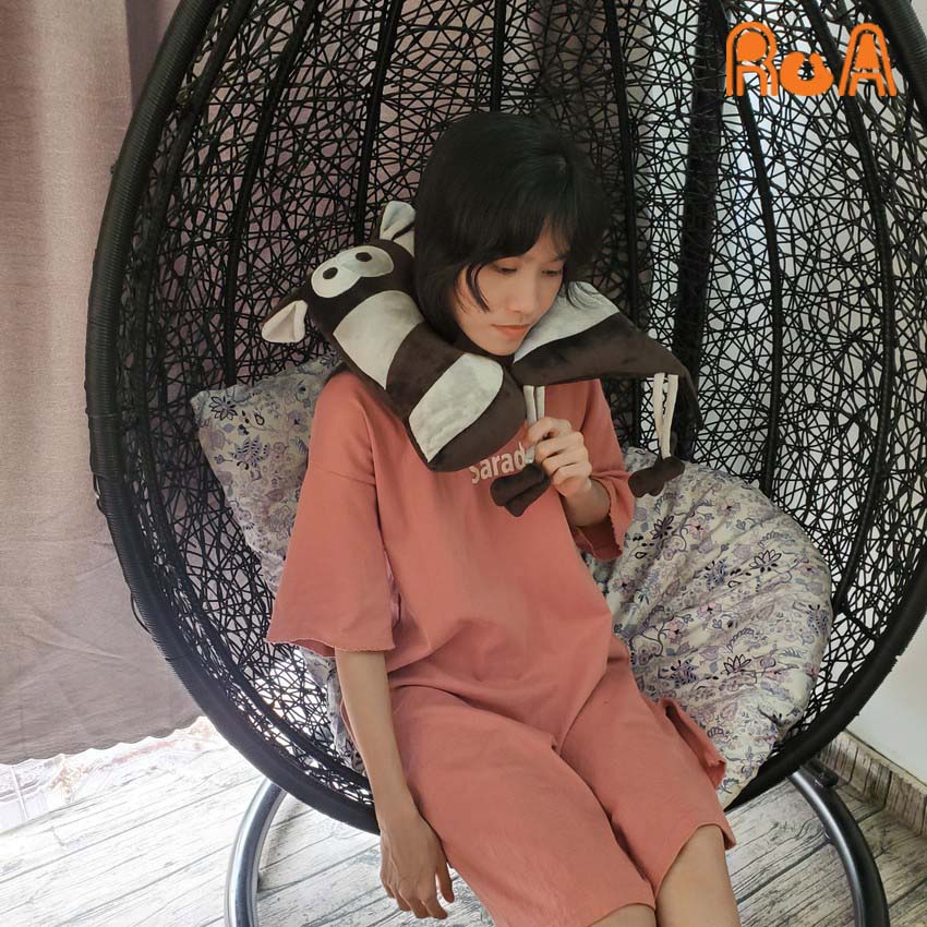 Gối kê cổ hình thú chú ngựa vằn lông nhung mềm mại siêu cute ZEBRA-M01 Ru A