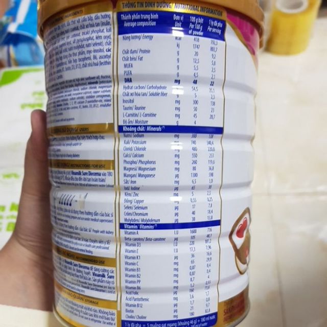 Sữa bột Vinamilk Sure Diecerna 900g mẫu mới