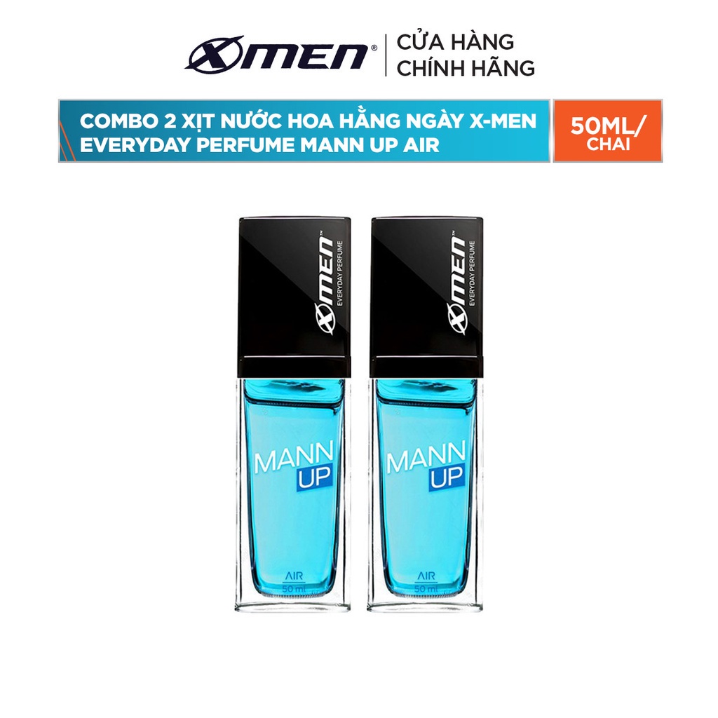 [Nhập FMCGMALL -8% đơn 250K] Combo 2 Xịt nước hoa hằng ngày X-Men Everyday Perfume Mann Up Air 50ml/chai