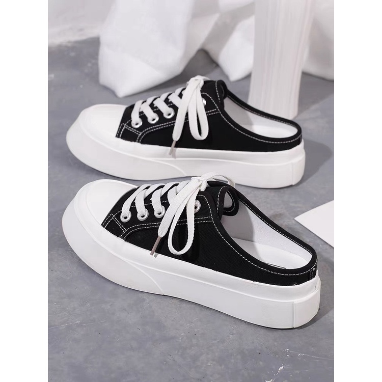 Giày sục nữ vải trơn CANVAS kiểu dáng trẻ trung đơn giản