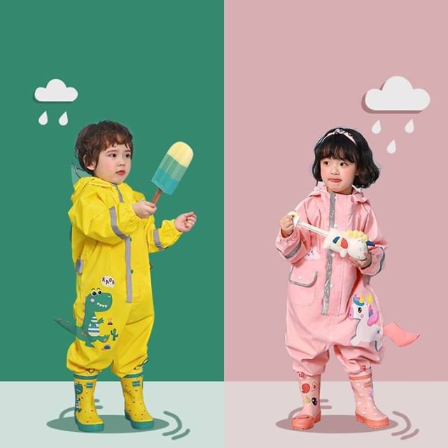 KID-OT252 - Bộ áo mưa liền quần Hàn Quốc dành cho bé (  không bao gồm ủng )