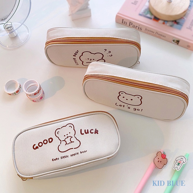 Túi Đựng Bút Bằng Vải Canvas Cỡ Lớn Thiết Kế Đơn Giản Dành Cho Nữ Sinh