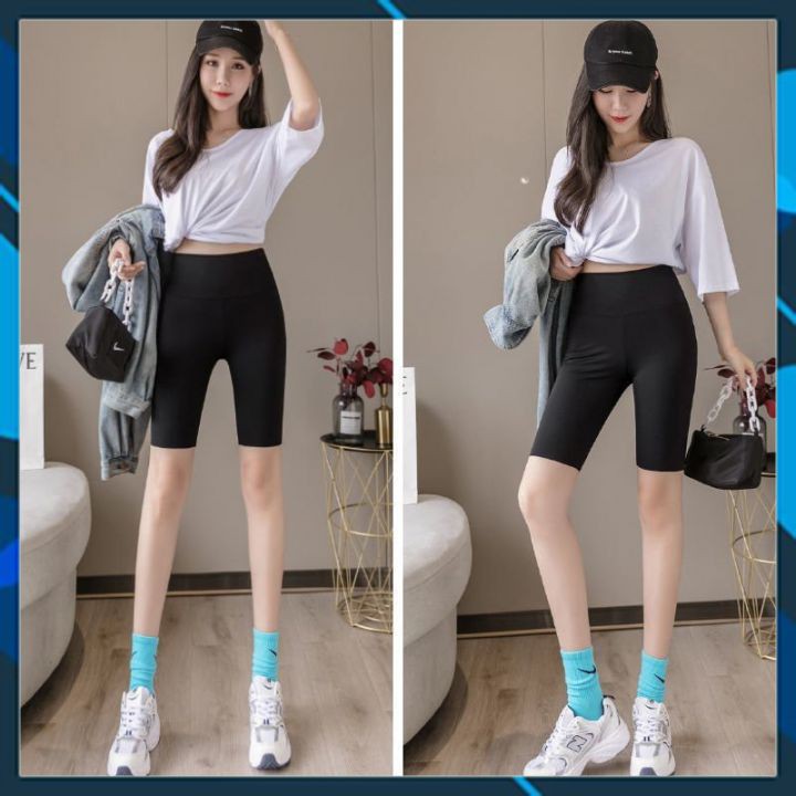 Quần Legging đùi, quần legging lửng nữ 2 màu đen- xanh rêu - Chất dày đẹp, co giãn 4 chiều (ảnh chụp thật)