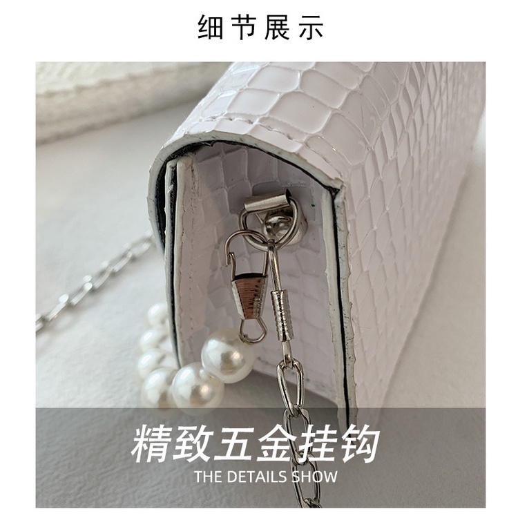 Túi Đeo JASMIN NOIR Chéo Giả Da Cá Sấu Đính Ngọc Trai Thời Trang Dành Cho Nữ