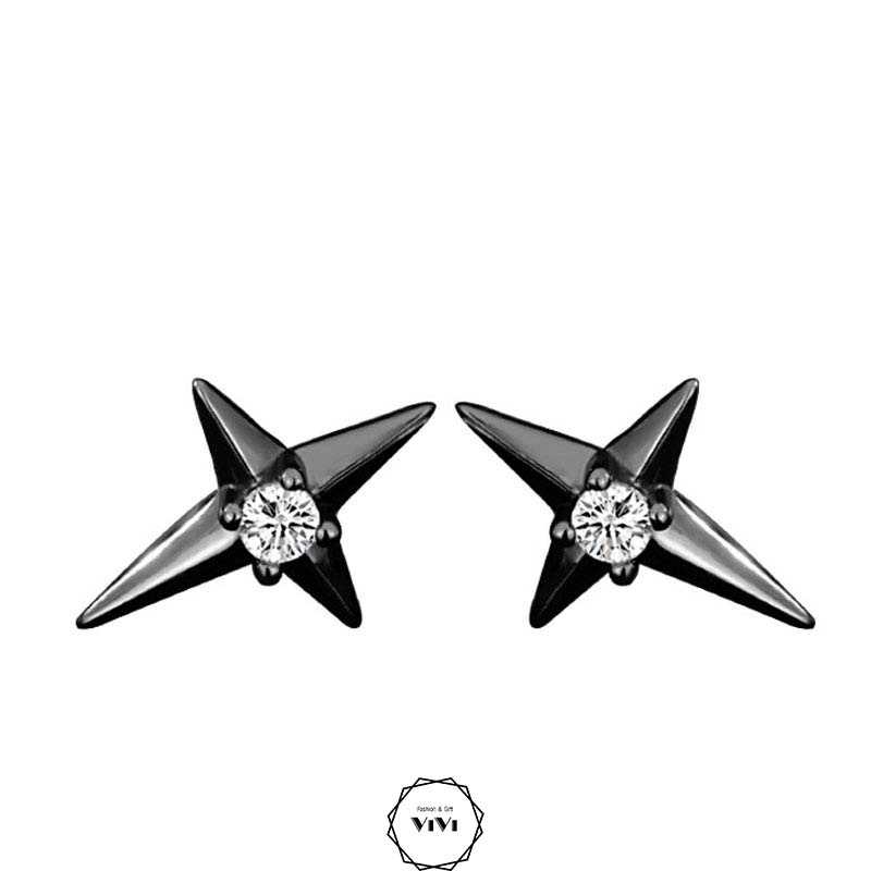 Bông tai bạc nam sao chổi Oriental – khuyên tai bạc ViVi_Gift