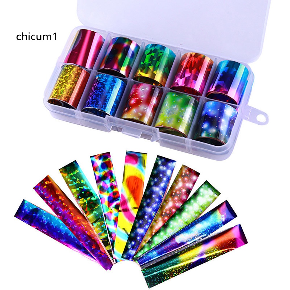 [Hàng mới về] Set 10 cuộn giấy foil dán móng nghệ thuật