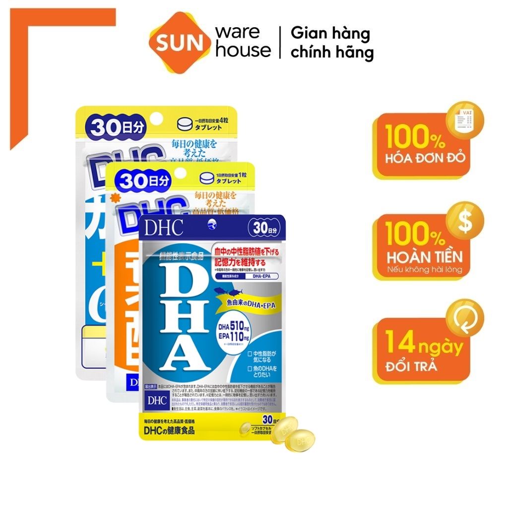 Combo Viên Uống DHC DHA Bổ Não, DHC Folic Acid Và DHC Calcium+CBP Bổ Sung Dinh Dưỡng Cho Mẹ Bầu - 30 Ngày